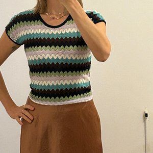 Anna Sui striped lace tee